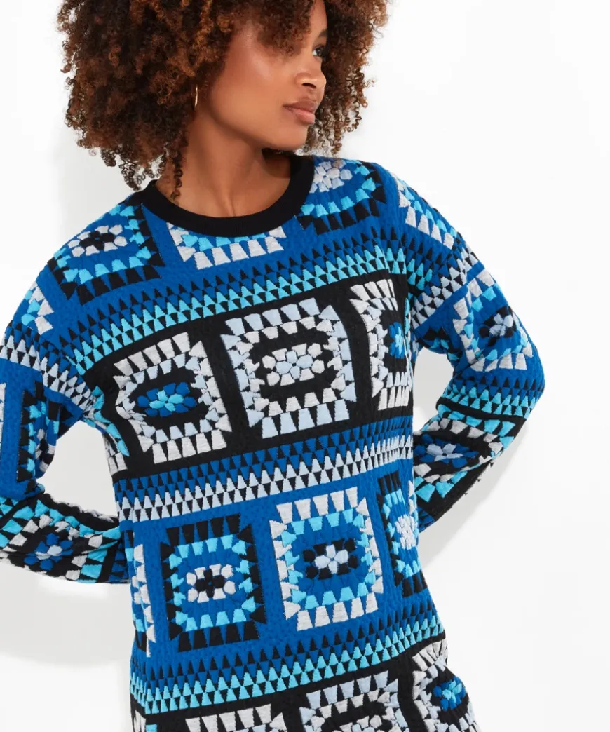 Crochet Effect Sweat Tunic Dress