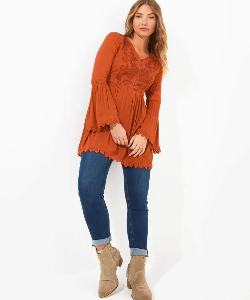 Ever So Pretty Embroidered Tunic Top