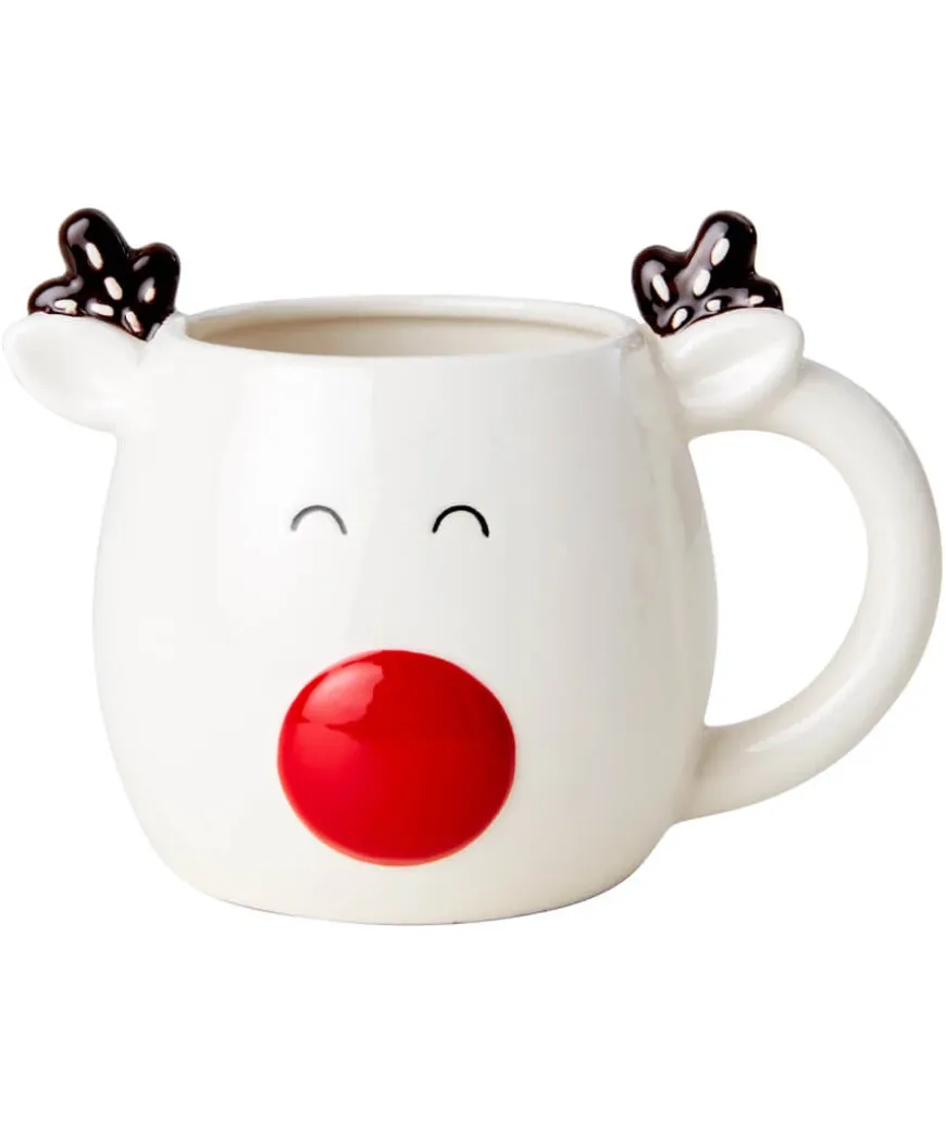 Festive White Reindeer Mug