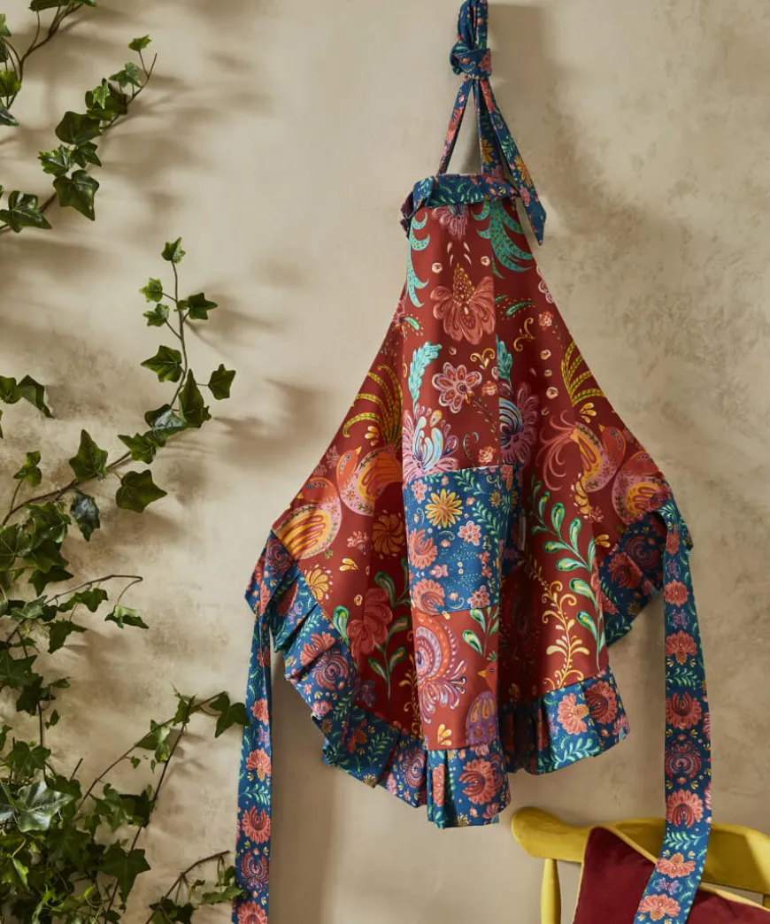 Folk Floral Frill Trim Apron