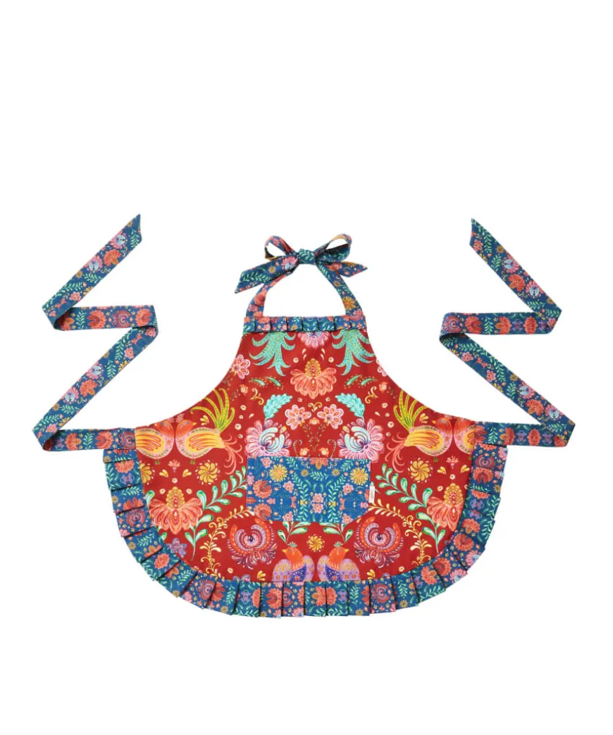 Folk Floral Frill Trim Apron