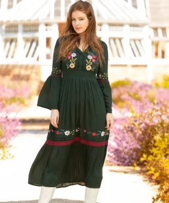 Folky Floral Embroidered Dress