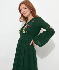 Folky Floral Embroidered Dress
