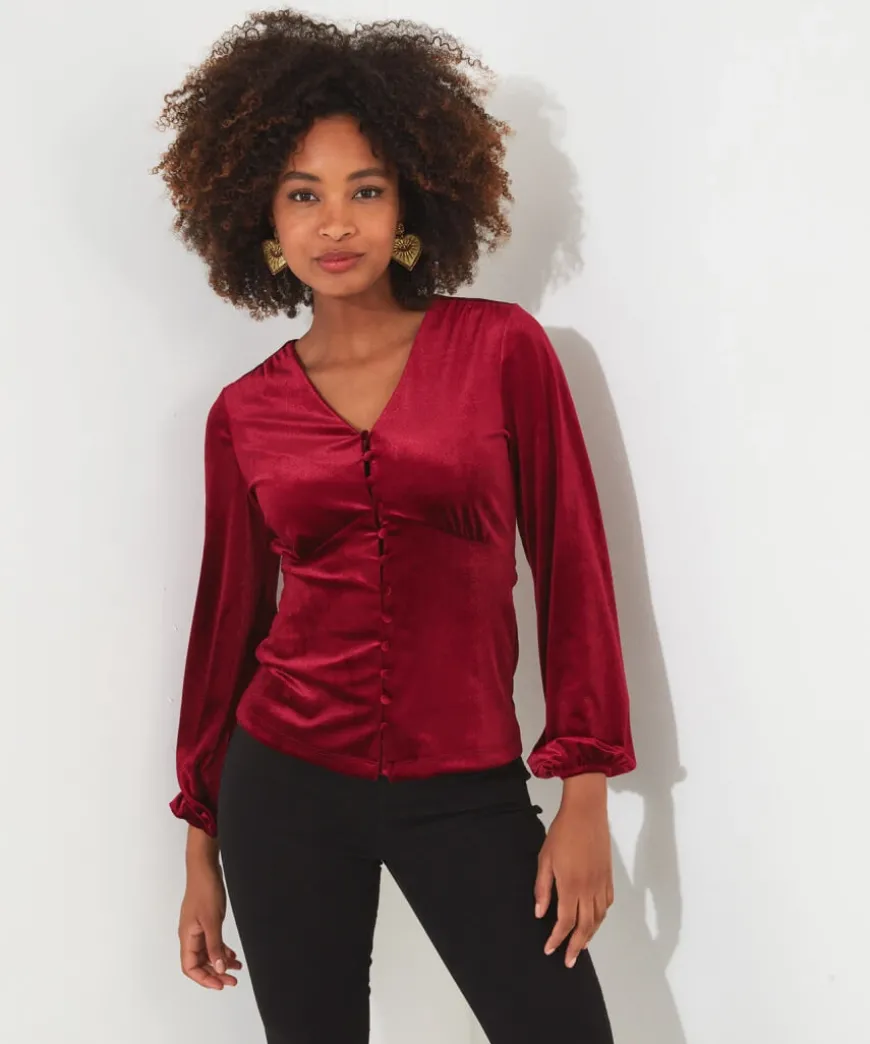 Gorgeous Velour Button Top