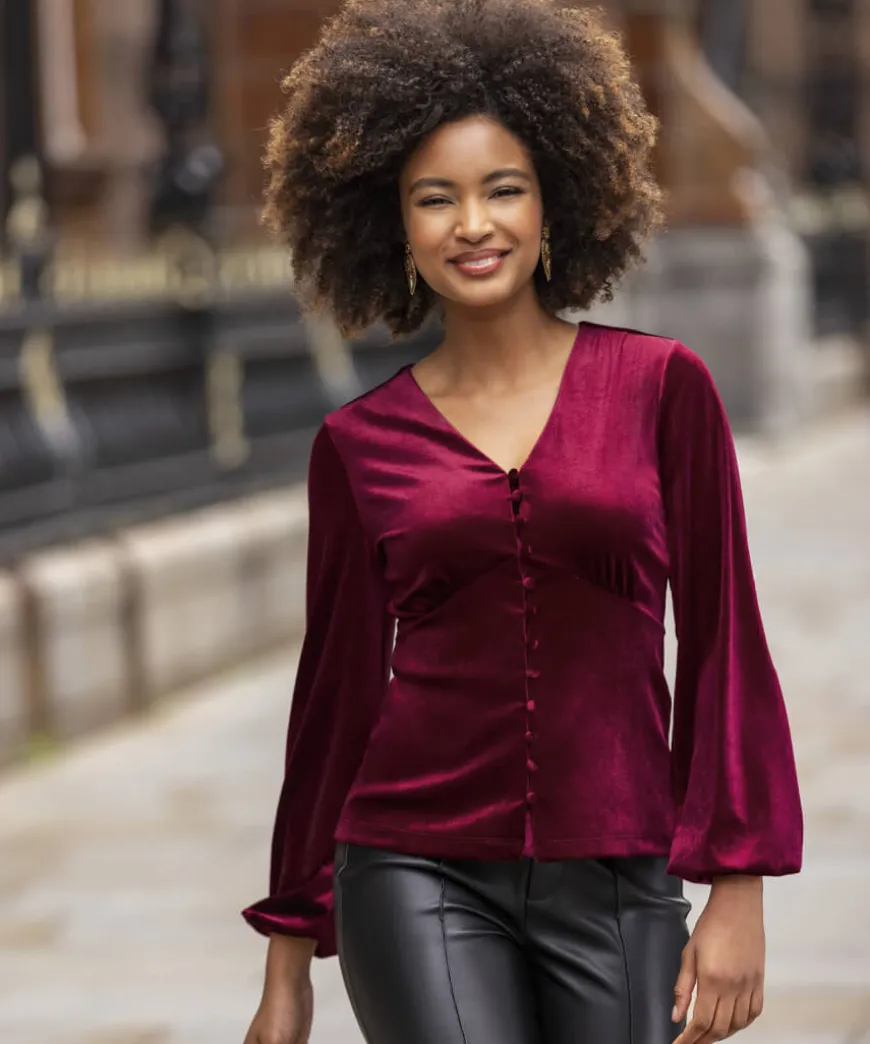 Gorgeous Velour Button Top