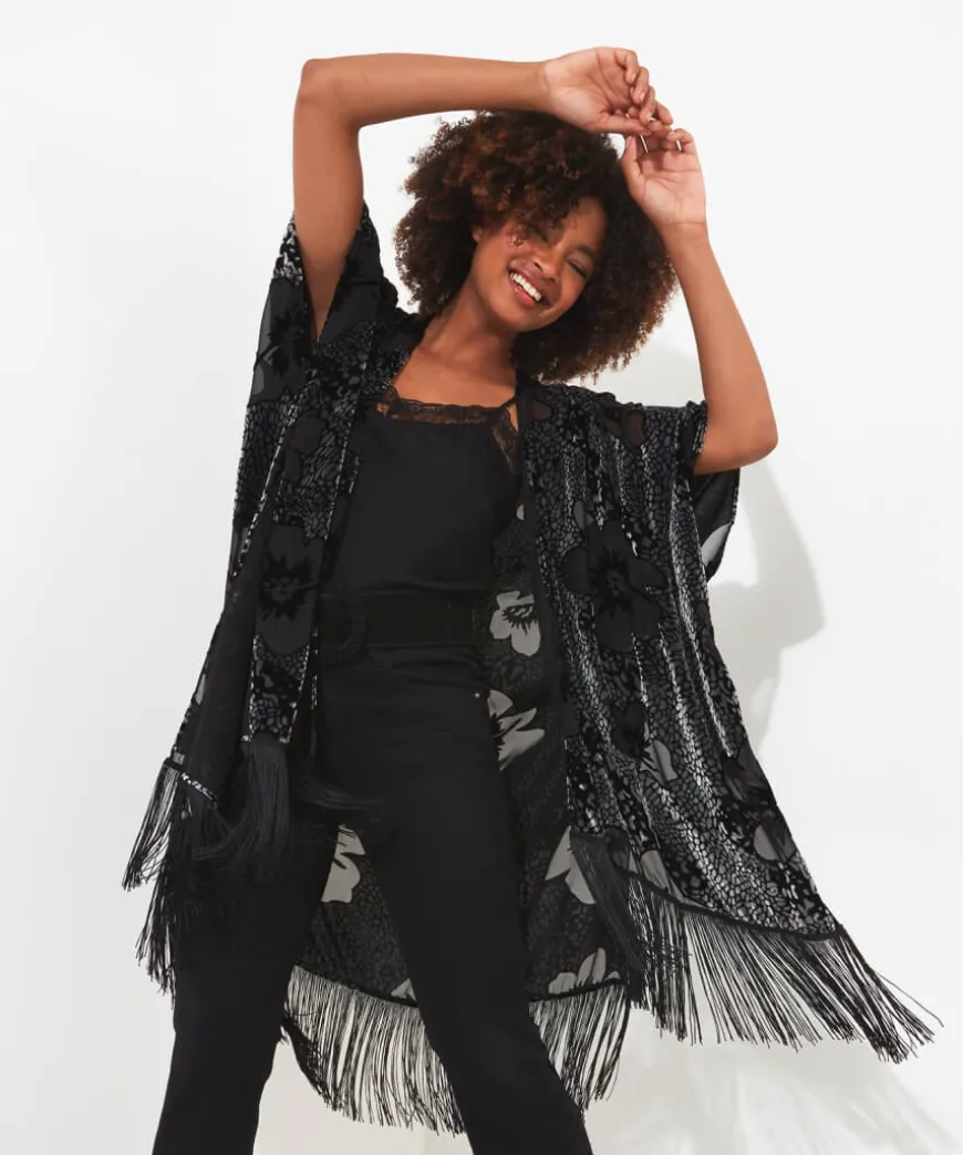 Lara Burn Out Tassel Kimono