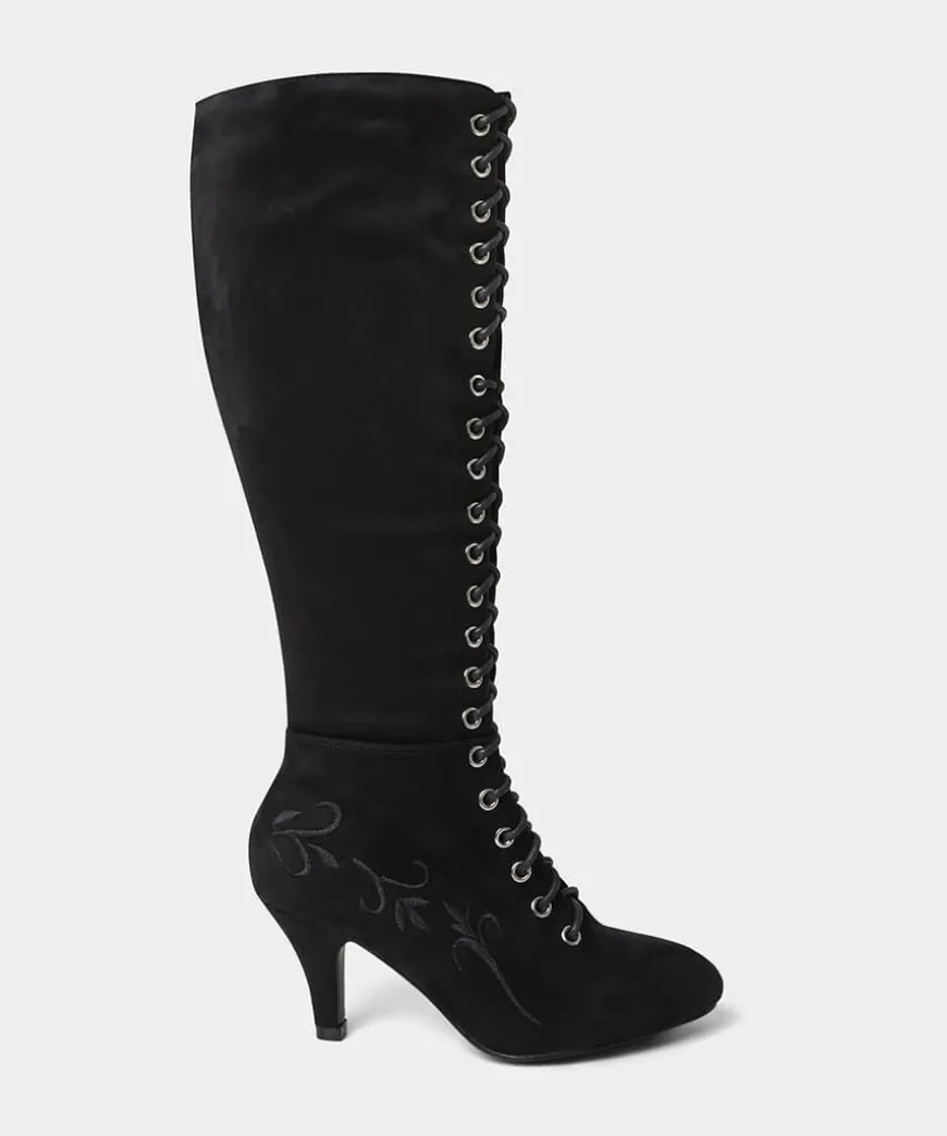 Layla Lace Up Embroidered Boots