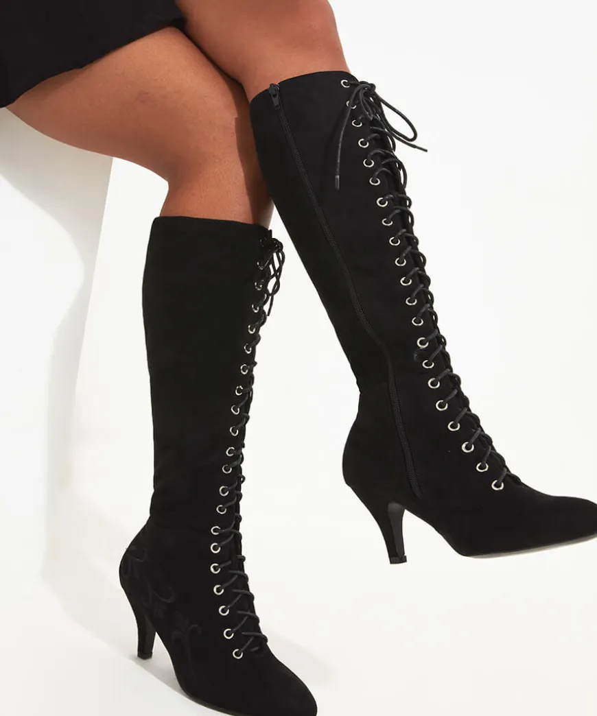 Layla Lace Up Embroidered Boots