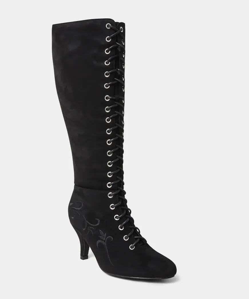 Layla Lace Up Embroidered Boots