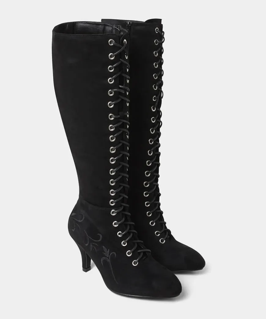 Layla Lace Up Embroidered Boots