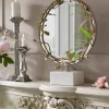 Nouveau Brass Table Mirror With Stone Base