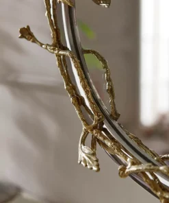 Nouveau Brass Table Mirror With Stone Base