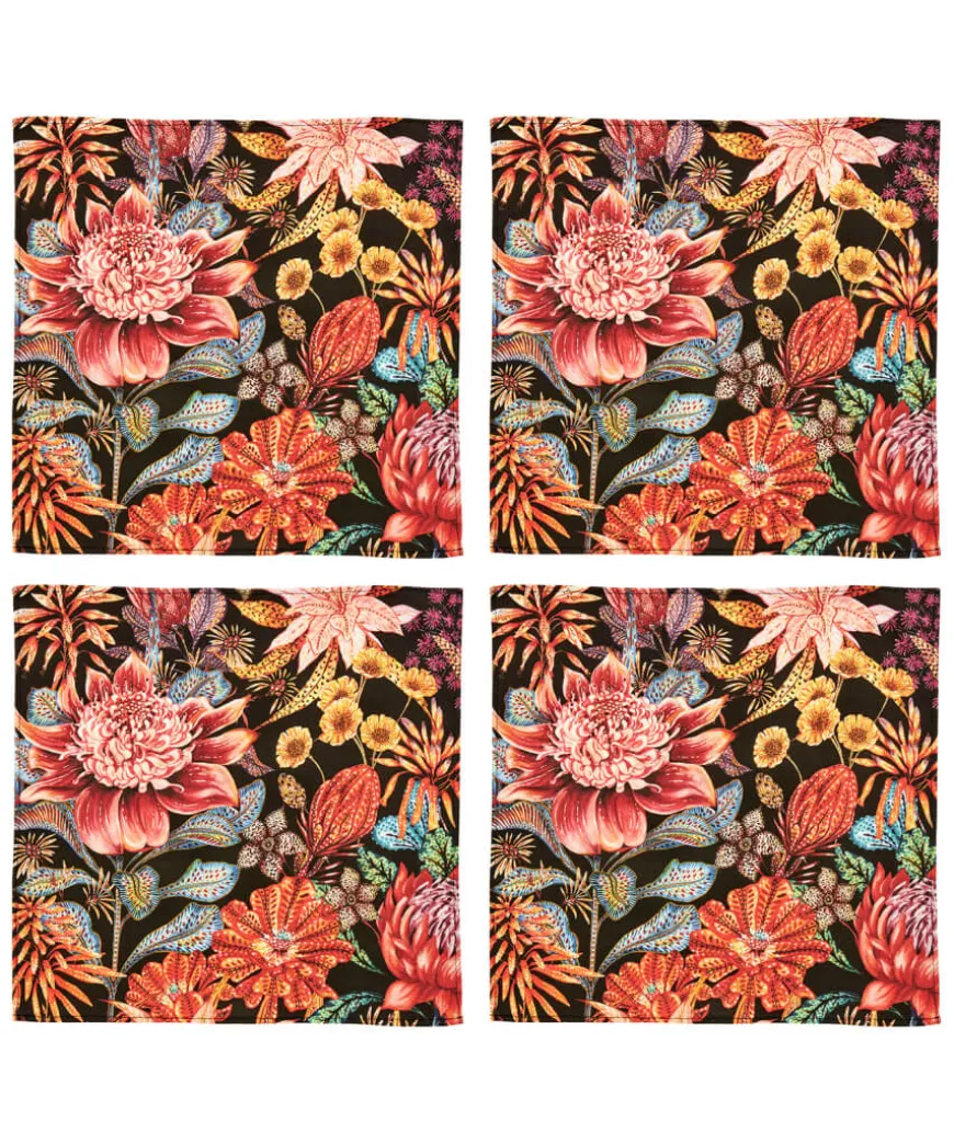 Pack Of 4 Fantastically Floral Cotton Napkins