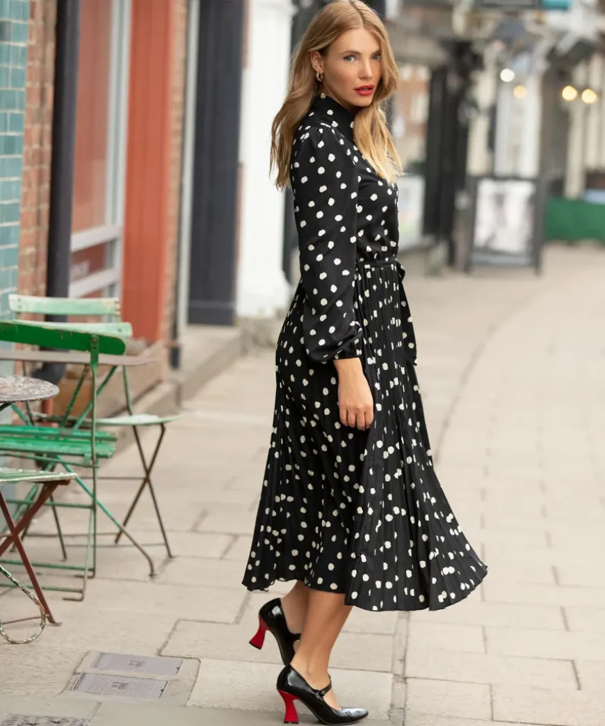 Polly Spot Pleat Dress
