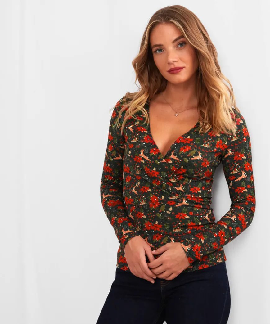 Radiant Reindeer Wrap Top