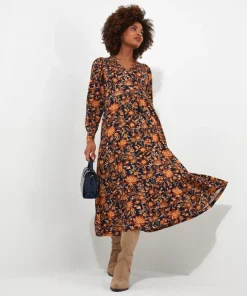 Rich Floral Jersey Dress