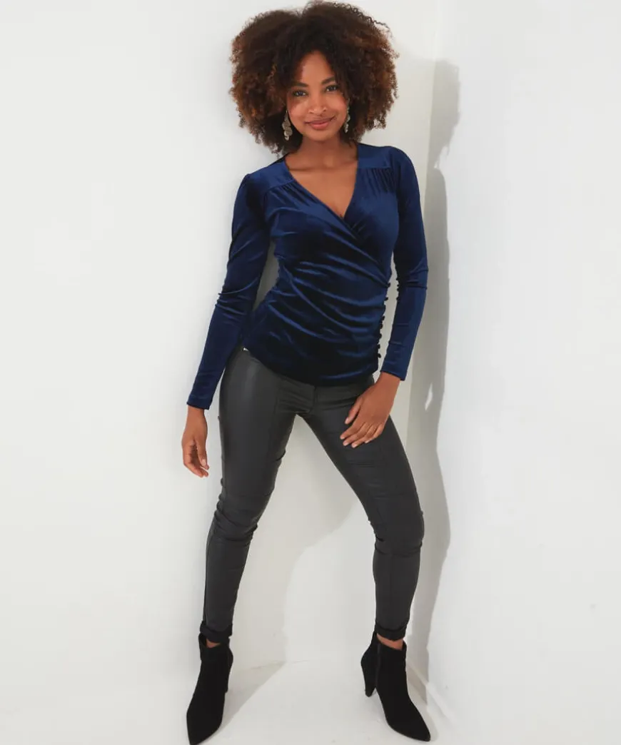 Roxanna Wrap Velour Top