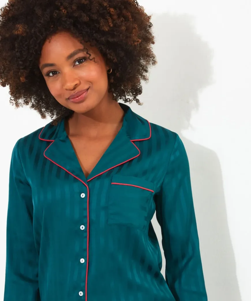 Satin Stripe Pyjama Top