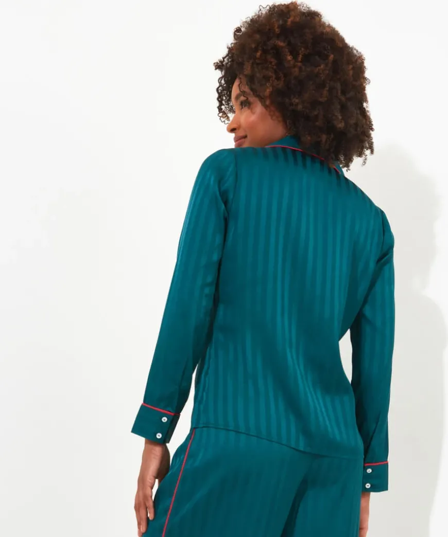 Satin Stripe Pyjama Top