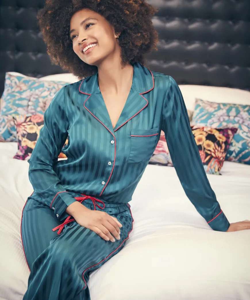 Satin Stripe Pyjama Top