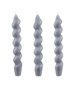 Set Of 3 Chunky Twist Taper Candle