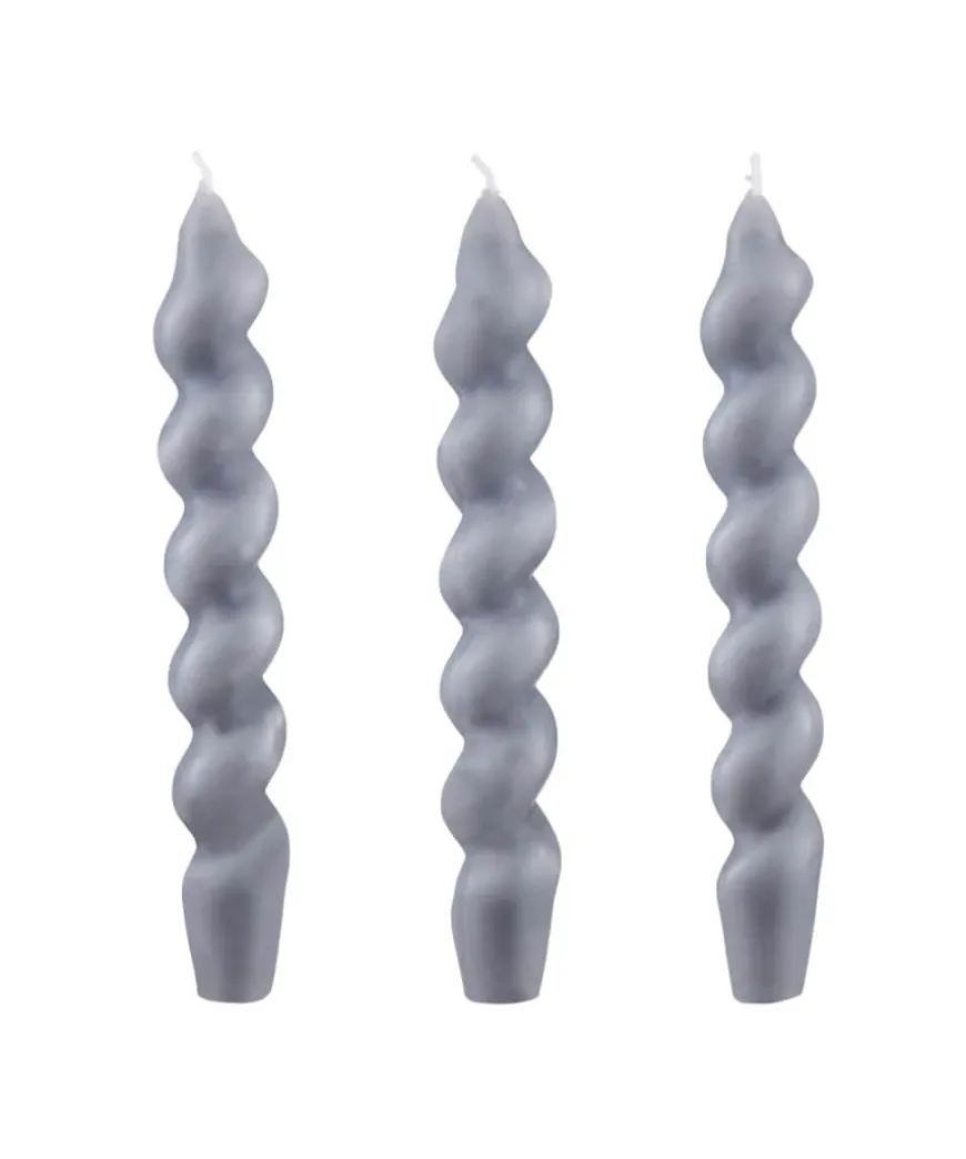 Set Of 3 Chunky Twist Taper Candle