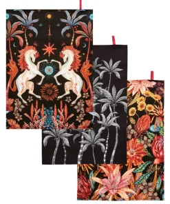Set Of 3 Endless Sunsets Print Teatowels