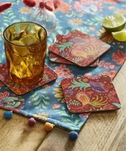 Set Of 4 Folk Floral Coasters