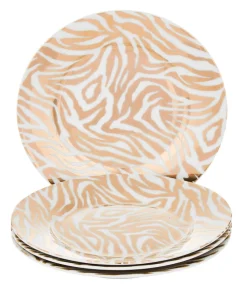 Set Of 4 Gold Metallic Zebra Side Plates