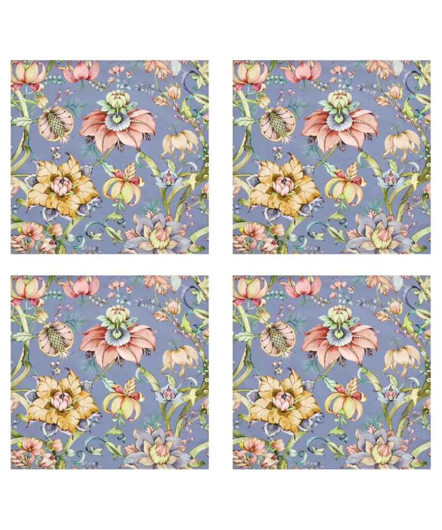 Set Of 4 Nostalgic Nouveau Cotton Napkins