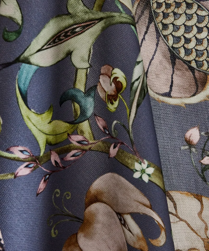 Set Of 3 Nouveau Print Teatowels
