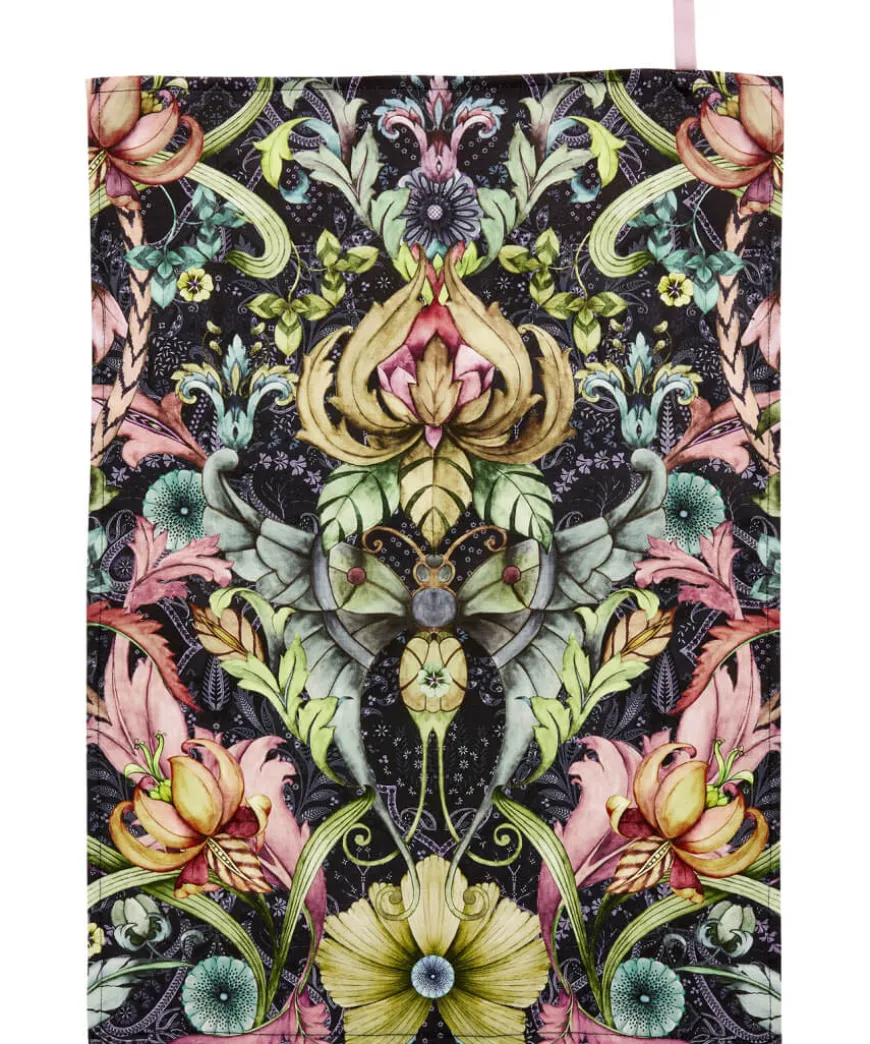 Set Of 3 Nouveau Print Teatowels