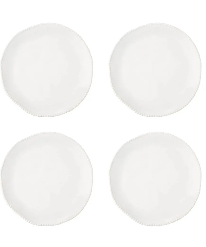 Set Of 4 Organic Beaded Dinner Plates