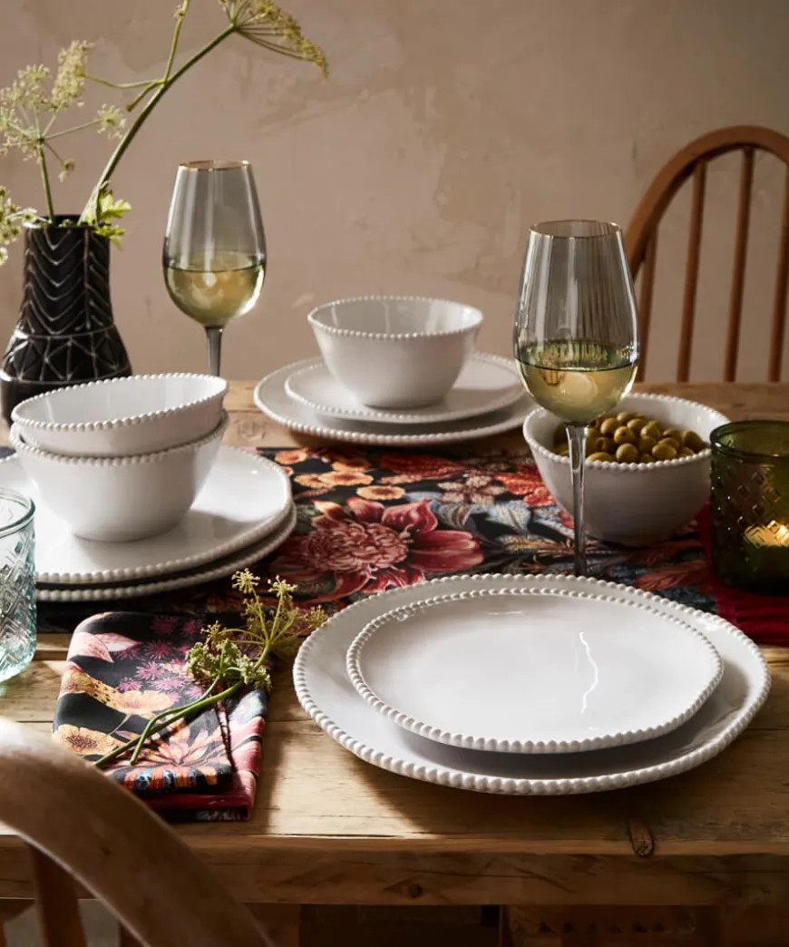 Set Of 4 Organic Beaded Dinner Plates