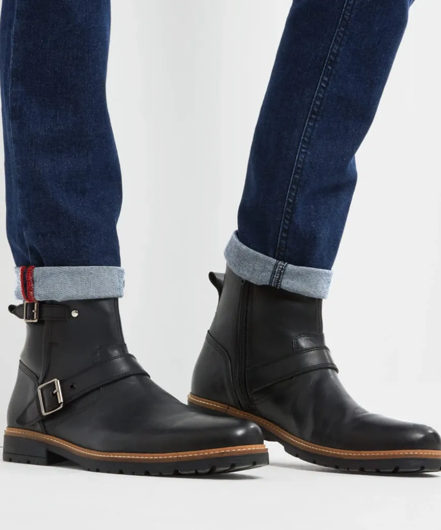 Snake Pass Leather Biker Boots