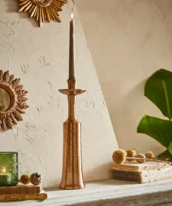 Top Hat Textured Bronze Candle Holder
