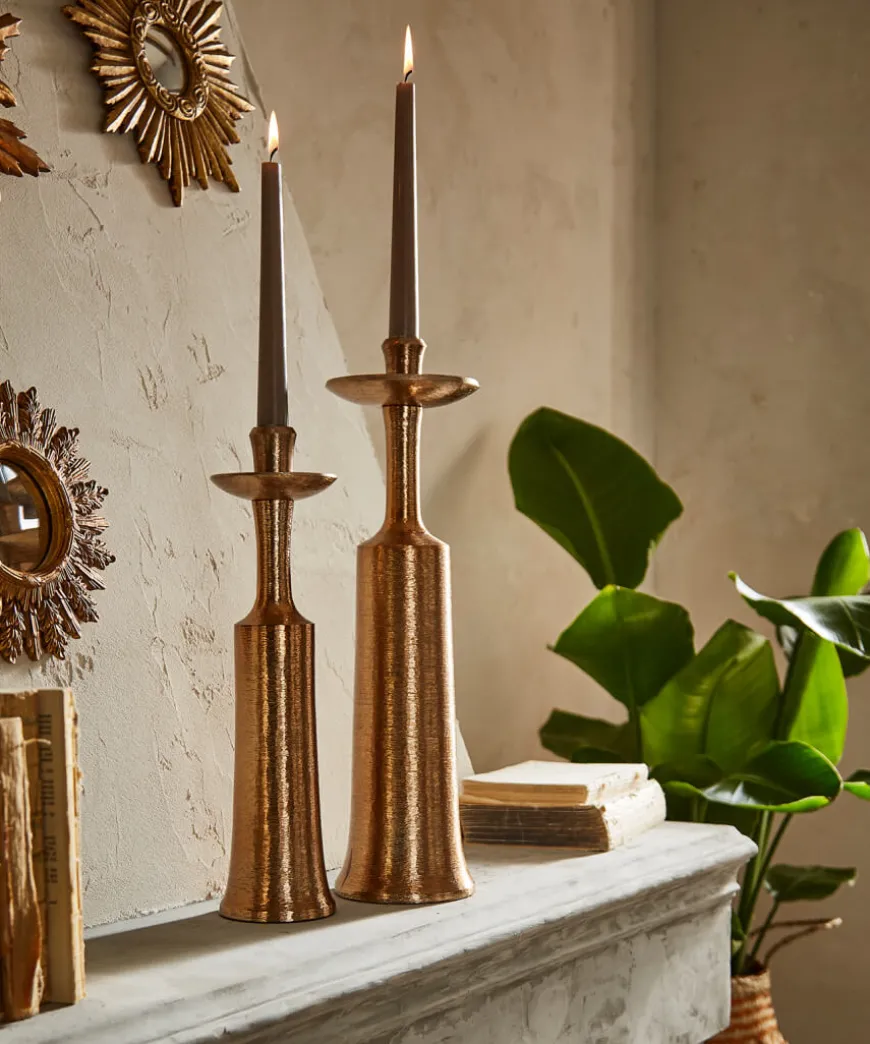 Top Hat Textured Bronze Candle Holder