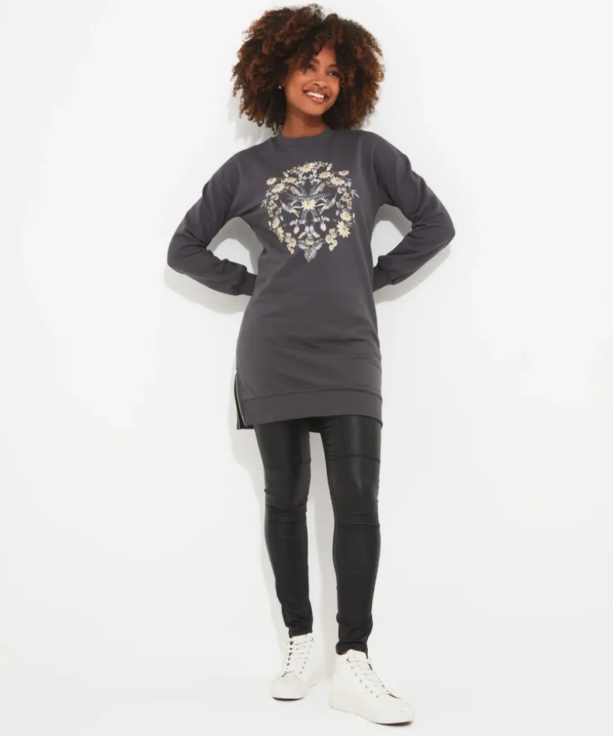 Zip Sweat Tunic Dress